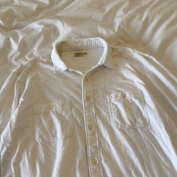 Faherty Organic Cotton White Button Up Long Sleeve Shirt Men XL - Picture 2 of 6